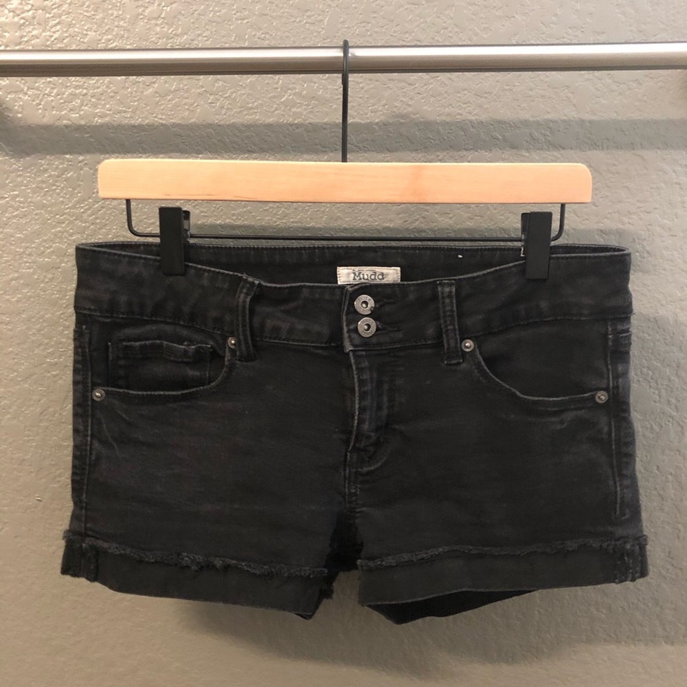 black denim shorts
